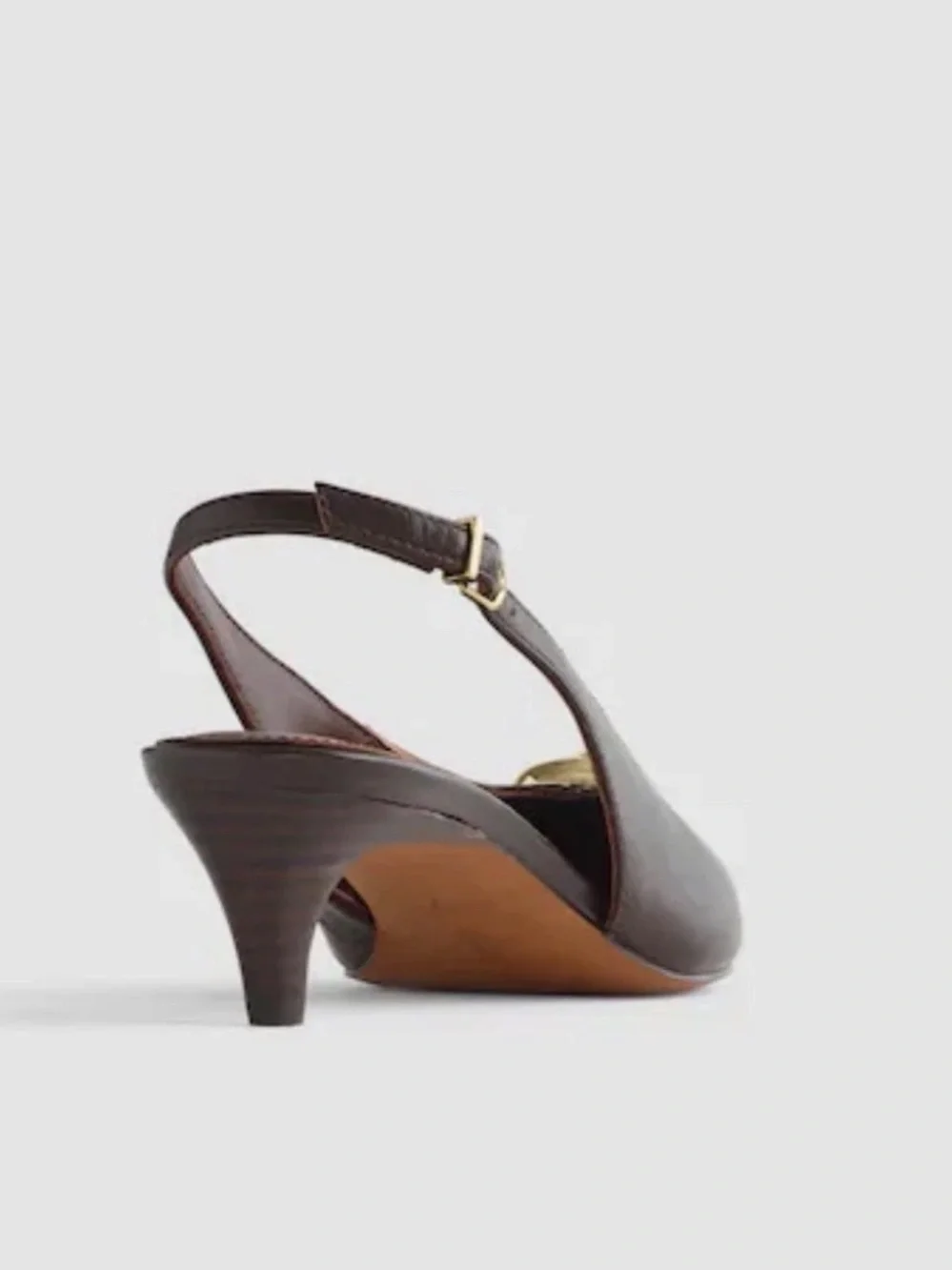 Madewell The Emilie Slingback Pump in Coffee Bean Brown Leather Size 10